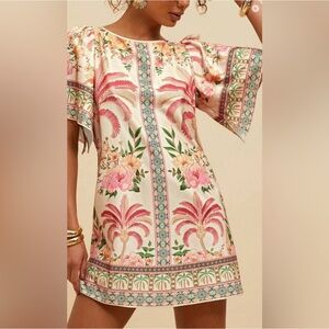 Floral and Palm Print Dress